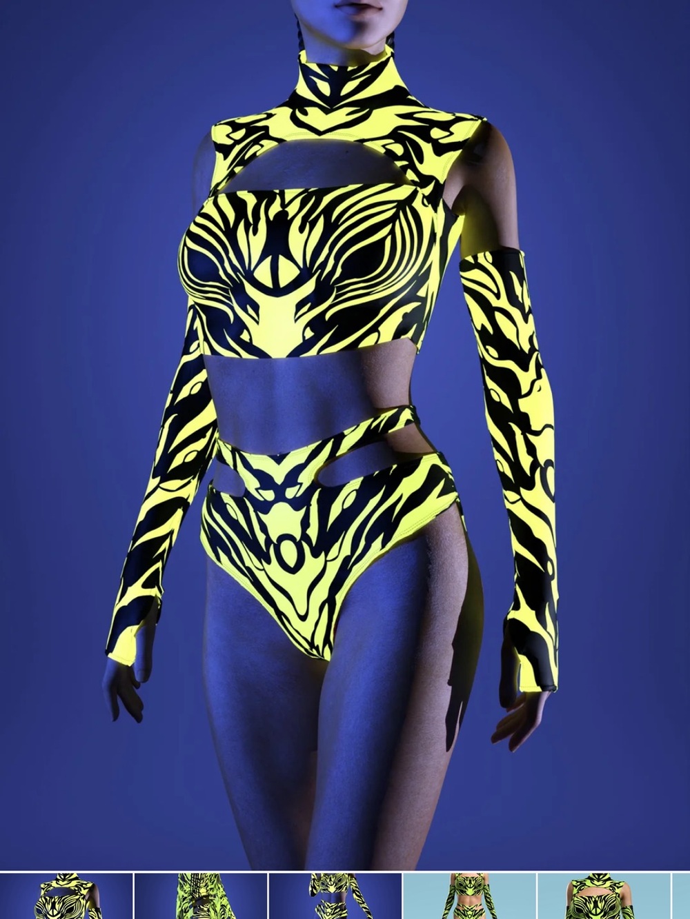 Neon Rave Cutout Crop Set with Cape (never worn)